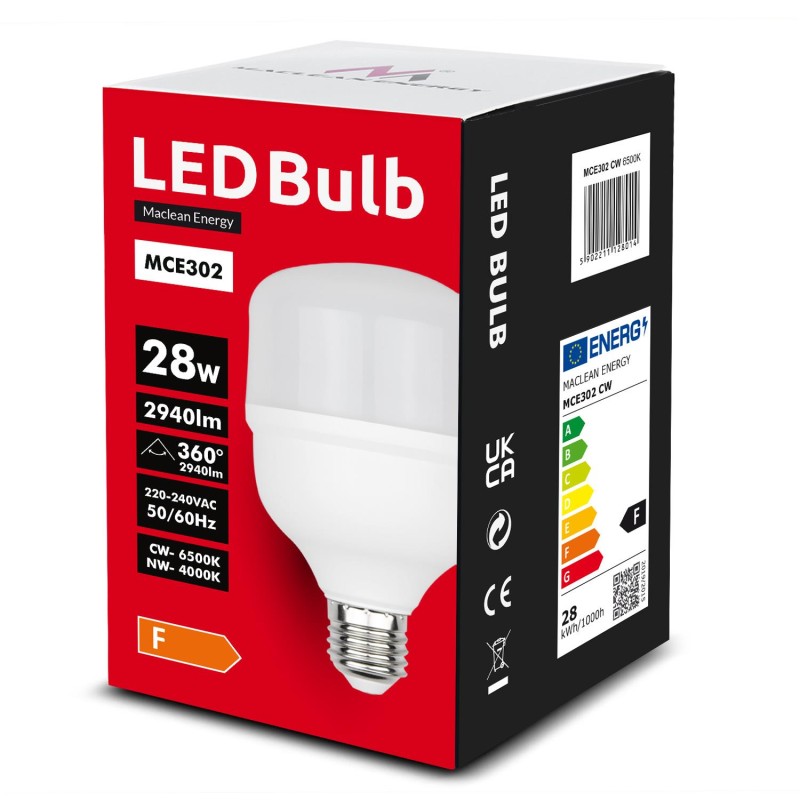 Żarówka LED Maclean MCE302 NW E27, 28W, 220-240V AC, neutral… | PartsPC.pl