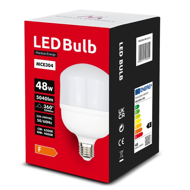 Żarówka LED Maclean MCE304 CW E27, 48W, 220-240V AC, zimna biała, 6500K,