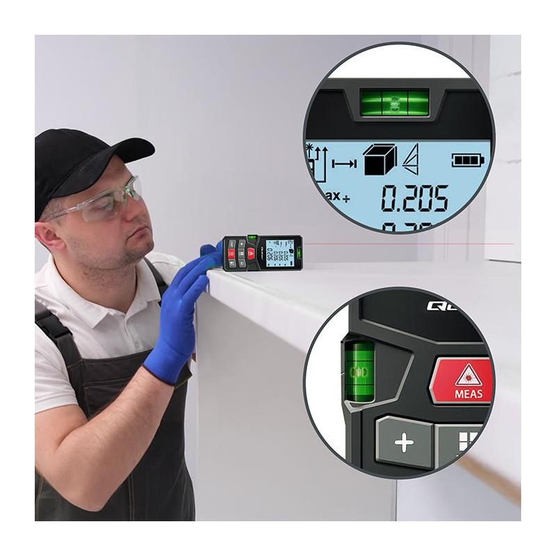 Dalmierz Qoltec laserowy z poziomicą | podświetlany LCD | 50… | PartsPC.pl