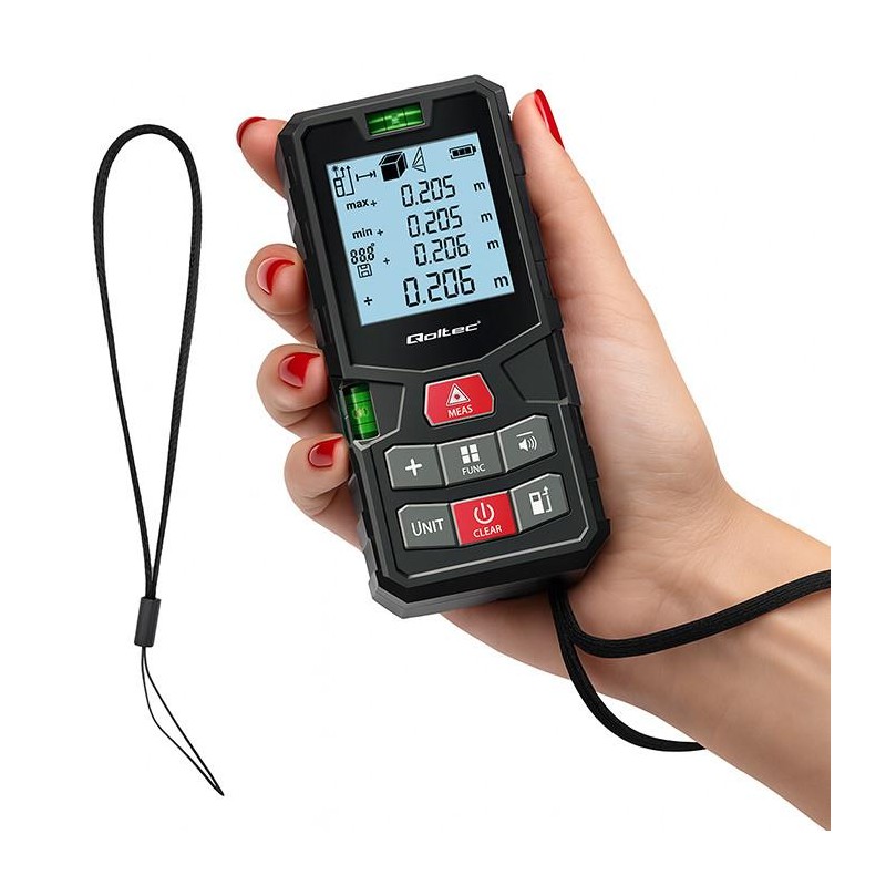 Dalmierz Qoltec laserowy z poziomicą | podświetlany LCD | 50… | PartsPC.pl