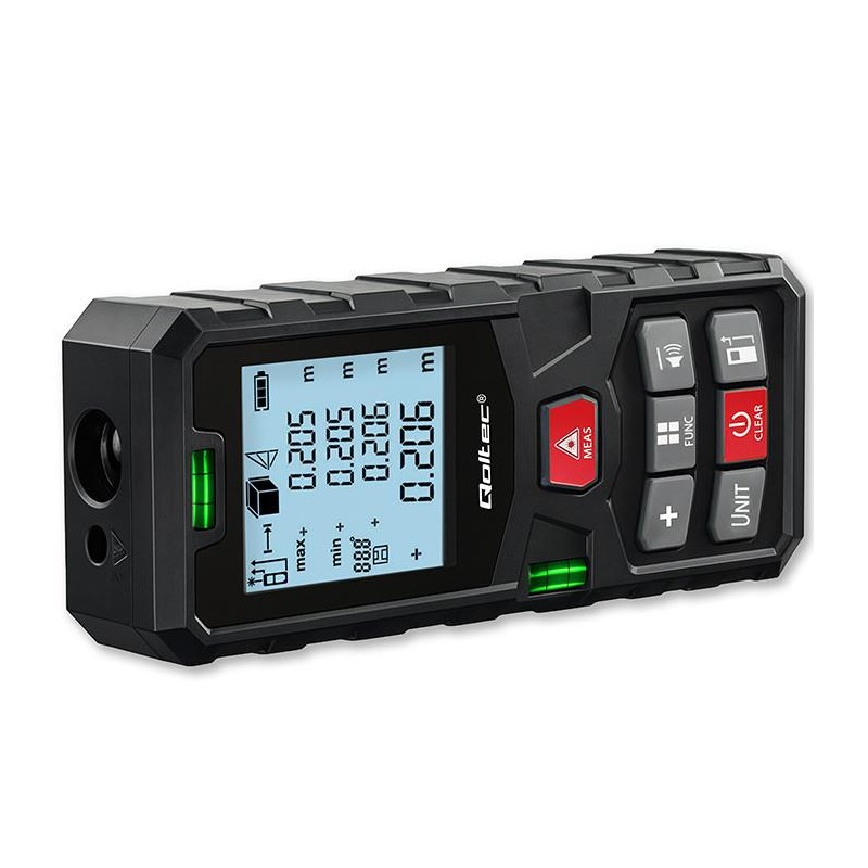 Dalmierz Qoltec laserowy z poziomicą | podświetlany LCD | 50… | PartsPC.pl
