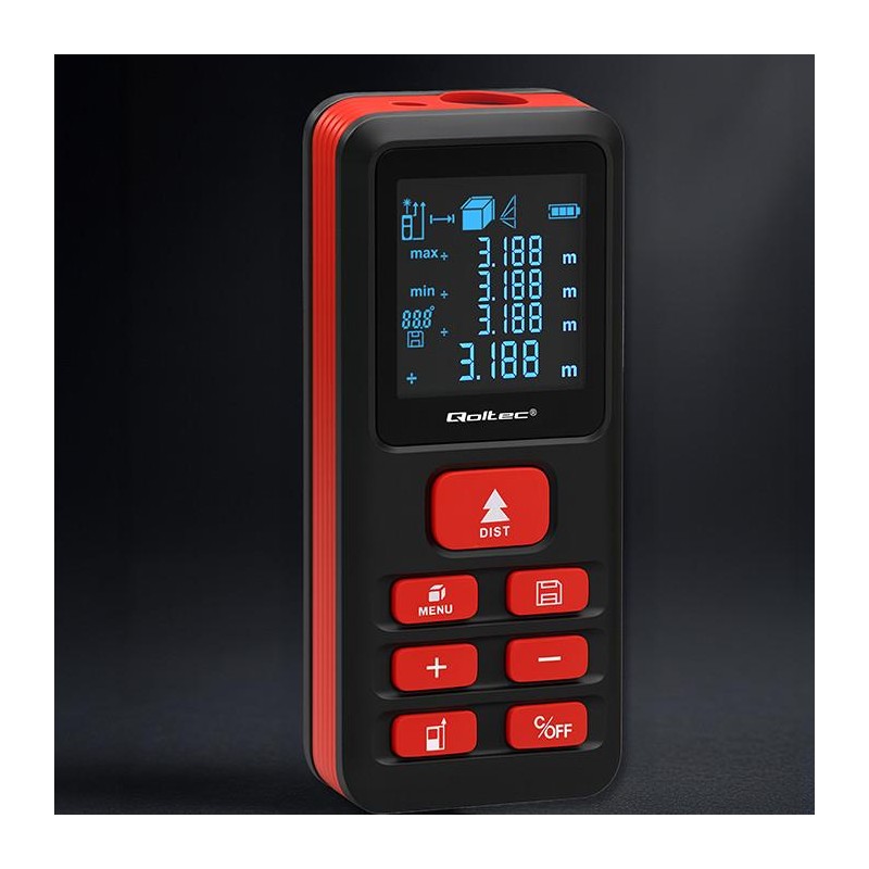 Dalmierz Qoltec laserowy z poziomicą | podświetlany LCD | 50… | PartsPC.pl