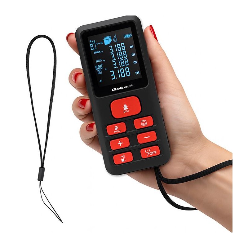 Dalmierz Qoltec laserowy z poziomicą | podświetlany LCD | 50… | PartsPC.pl