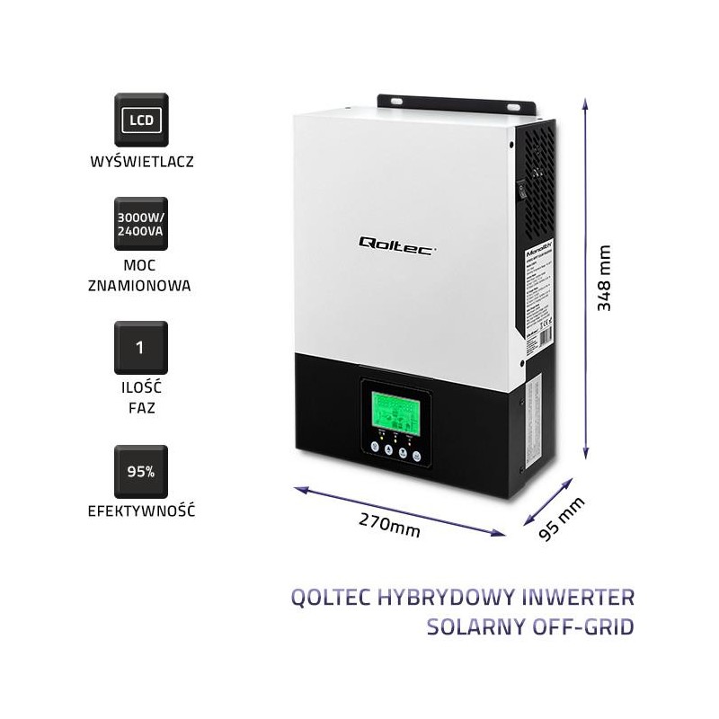 Hybrydowy inwerter solarny Off-Grid 2.4kW | 80A | MPPT | Sin… | PartsPC.pl