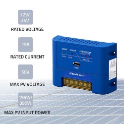 Regulator ładowania MPPT Qoltec solarny 15A do zasilania odb… | PartsPC.pl
