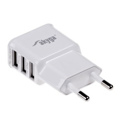 Ładowarka sieciowa Akyga AK-CH-05 240V 3xUSB 3100mA biała | PartsPC.pl