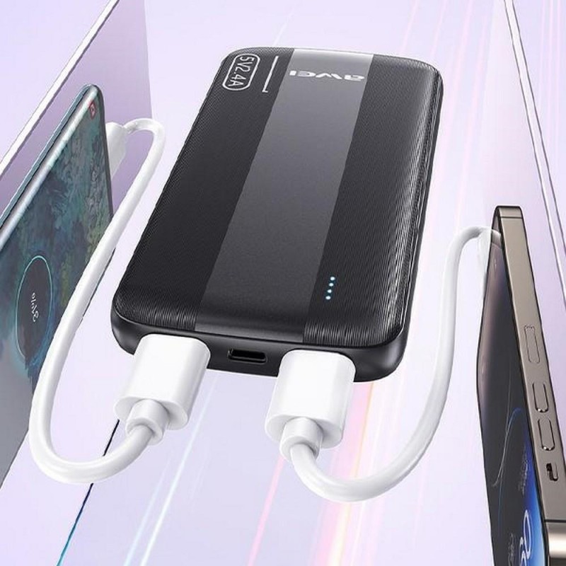 Powerbank Awei P20K 10000mAh 2xUSB 2,4A czarny | PartsPC.pl