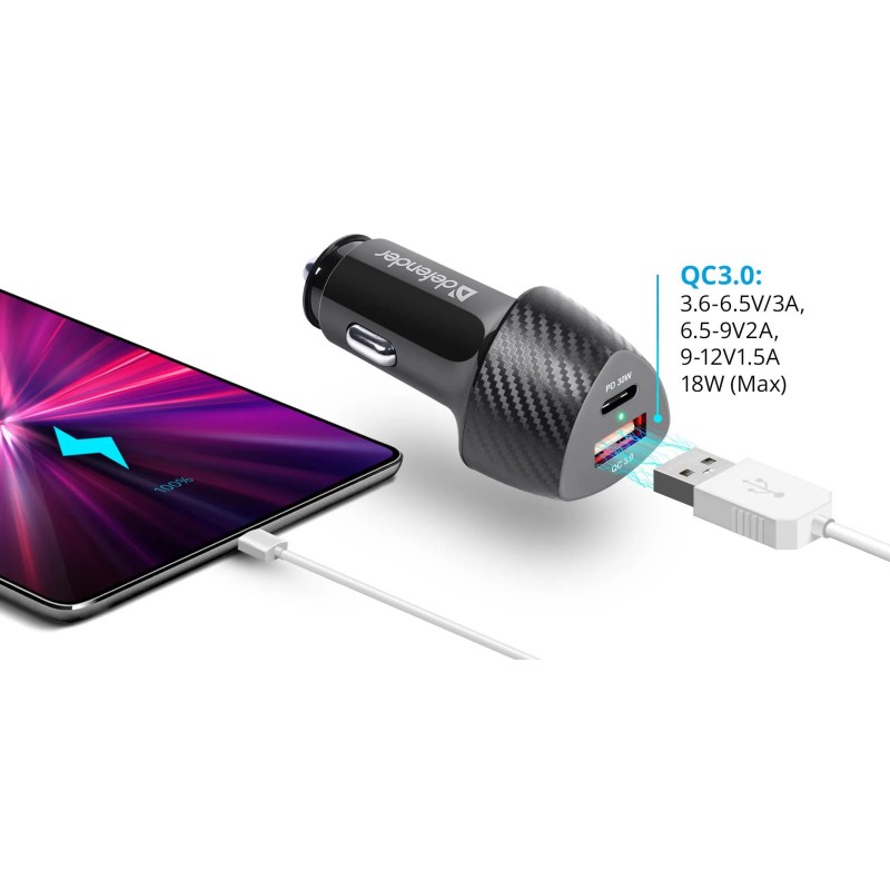 Ładowarka samochodowa Defender UCA-92 USBx1 USB-Cx1 QC, PD p… | PartsPC.pl