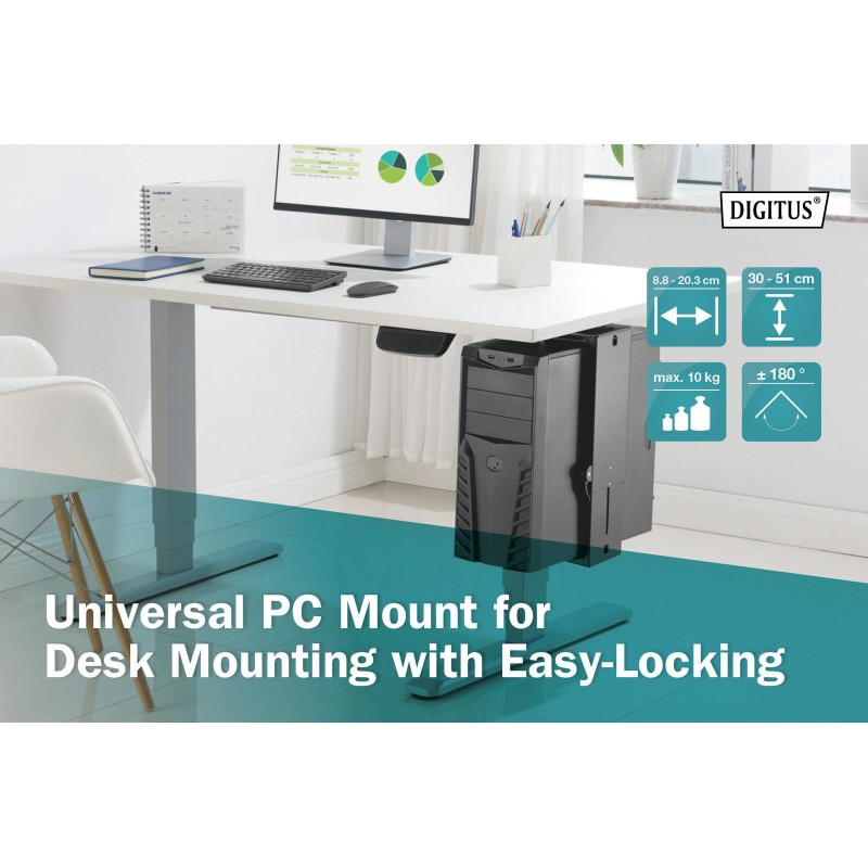 Uchwyt DIGITUS do montażu PC pod biurkiem z mechanizmem Easy… | PartsPC.pl