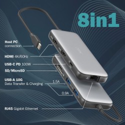 Stacja dokująca DIGITUS USB Typ C 8-portów 2x HDMI 4K/60Hz P… | PartsPC.pl