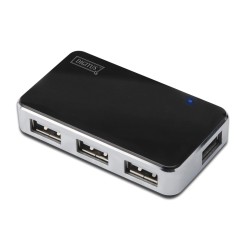 Hub USB DIGITUS DA-70220 4xUSB 2.0 aktywny czarny | PartsPC.pl