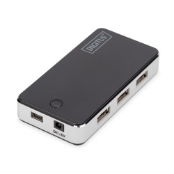 Hub USB DIGITUS DA-70222 7xUSB 2.0, aktywny, czarny | PartsPC.pl