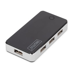 Hub USB DIGITUS DA-70222 7xUSB 2.0, aktywny, czarny | PartsPC.pl