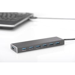 Hub USB 3.0/Koncentrator DIGITUS 7xUSB 3.0 SuperSpeed, aktywny, aluminium