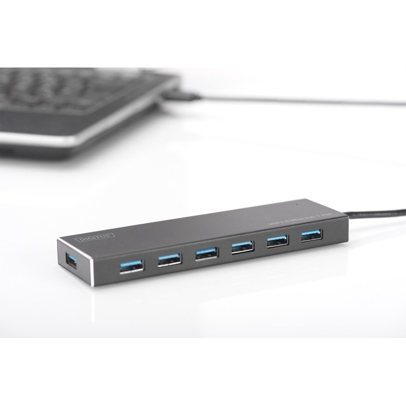 Hub USB 3.0/Koncentrator DIGITUS 7xUSB 3.0 SuperSpeed, aktywny, aluminium