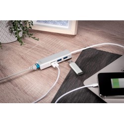 Hub/Koncentrator 3-portowy DIGITUS USB 3.0 SuperSpeed z Giga… | PartsPC.pl
