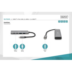 Hub USB Typ C DIGITUS 4-portowy 2x USB-A, 2x USB-C alu... | PartsPC.pl
