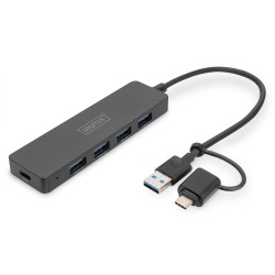 Hub USB 3.0/Koncentrator DIGITUS 4-portowy SlimLine USB A + … | PartsPC.pl