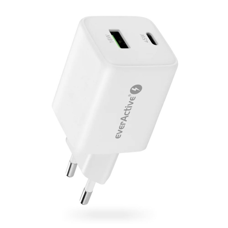 Ładowarka sieciowa everActive GaN SC-450Q 1x USB, 1x USB-C P… | PartsPC.pl