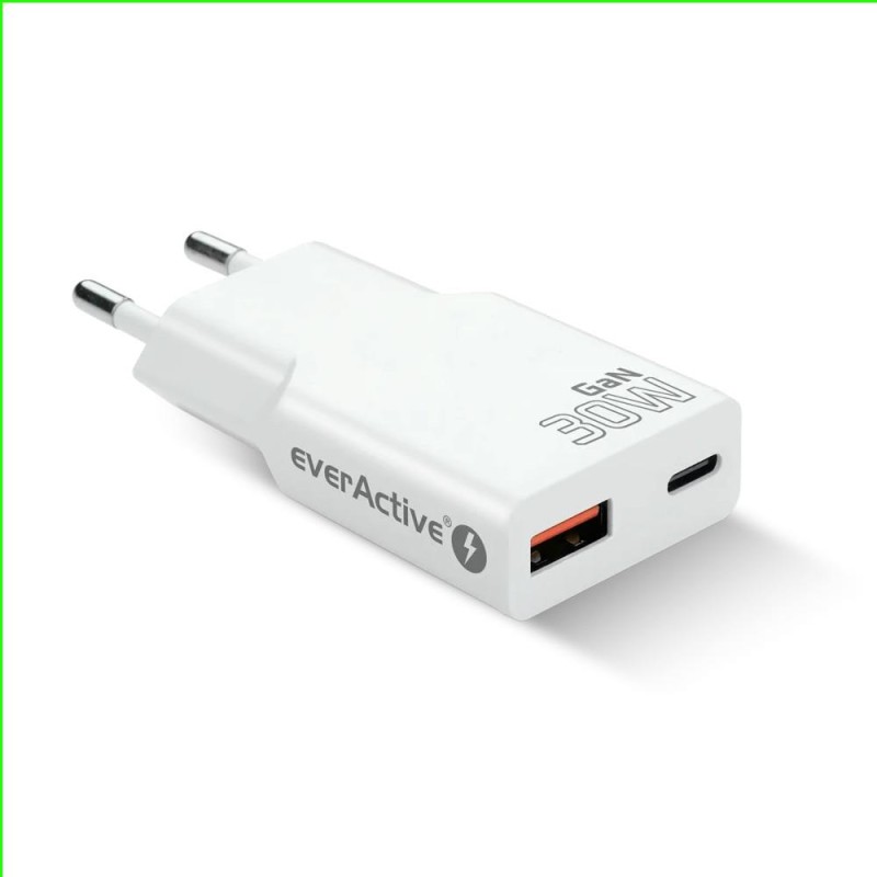 Ładowarka sieciowa everActive GaN SUPER SLIM SC-380Q QC3.0 U… | PartsPC.pl