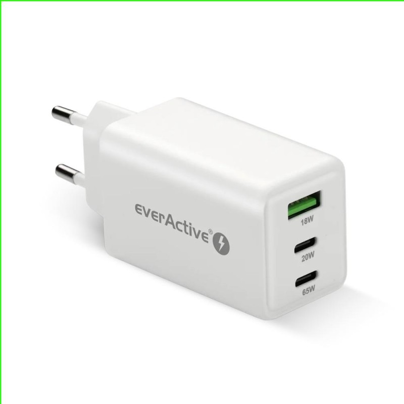 Ładowarka sieciowa everActive GaN SC-655Q 1x USB, 2x USB-C P… | PartsPC.pl