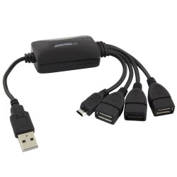 Hub USB Esperanza EA158 3xUSB 2.0 + 1x MICRO USB, czarny | PartsPC.pl