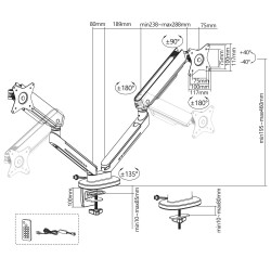 Uchwyt na dwa monitory gamingowy NanoRS RS166 | PartsPC.pl