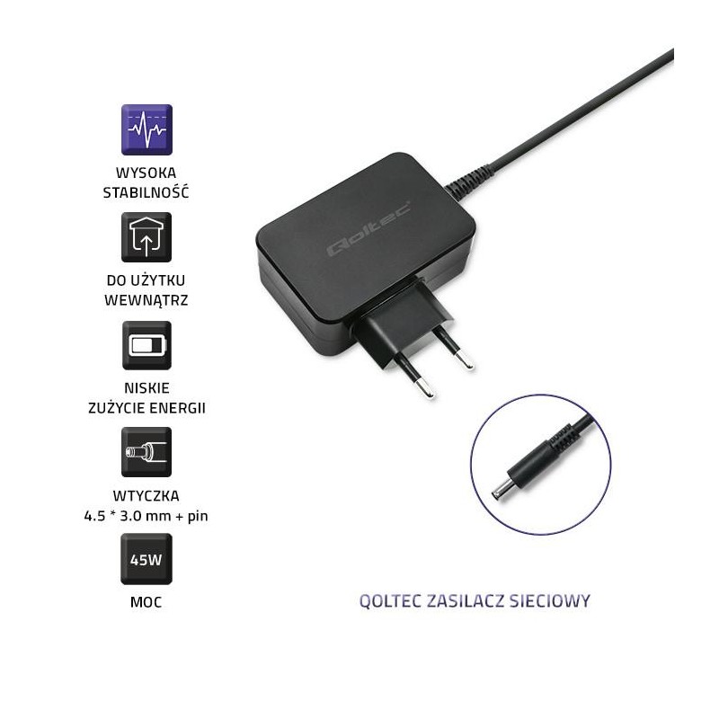 Zasilacz sieciowy Qoltec do Dell 45W | 19.5V | 2.31A | 4.5*3… | PartsPC.pl