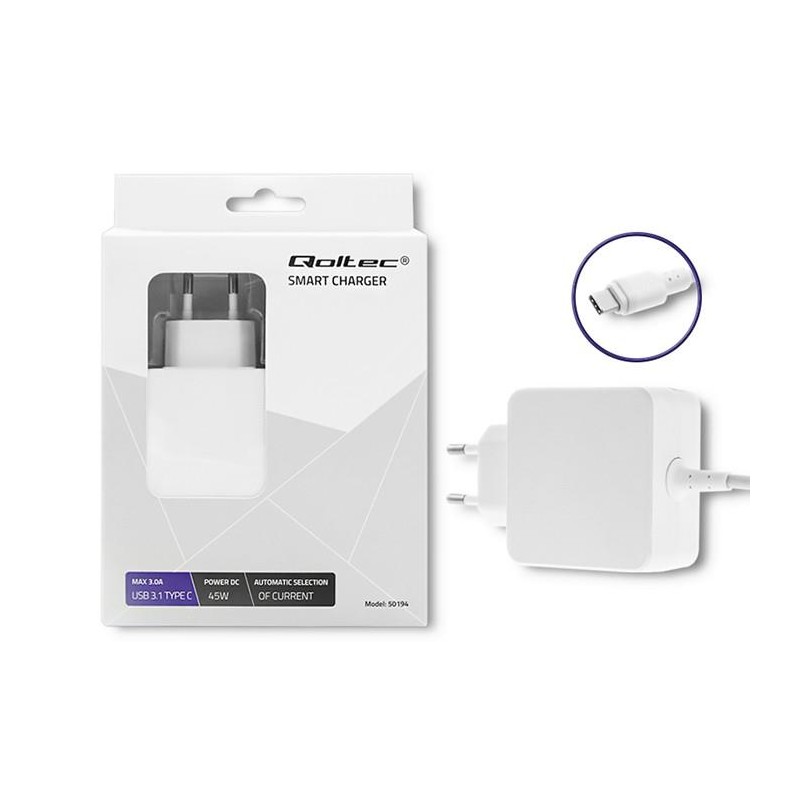 Zasilacz sieciowy 45W 20V 2.25A USB-C Biały | PartsPC.pl