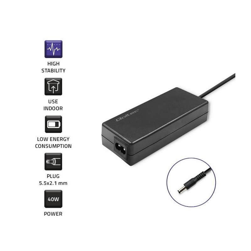 Zasilacz 40W | 12V | 3.33A | 5.5*2.1 | + kabel zasilający | PartsPC.pl