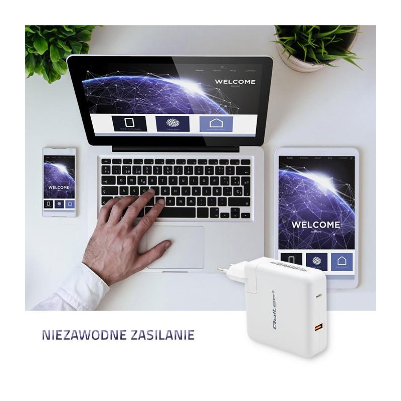 Ładowarka GaN FAST 108W | 5-20V | 3-4.7A | USB C | Biała | PartsPC.pl