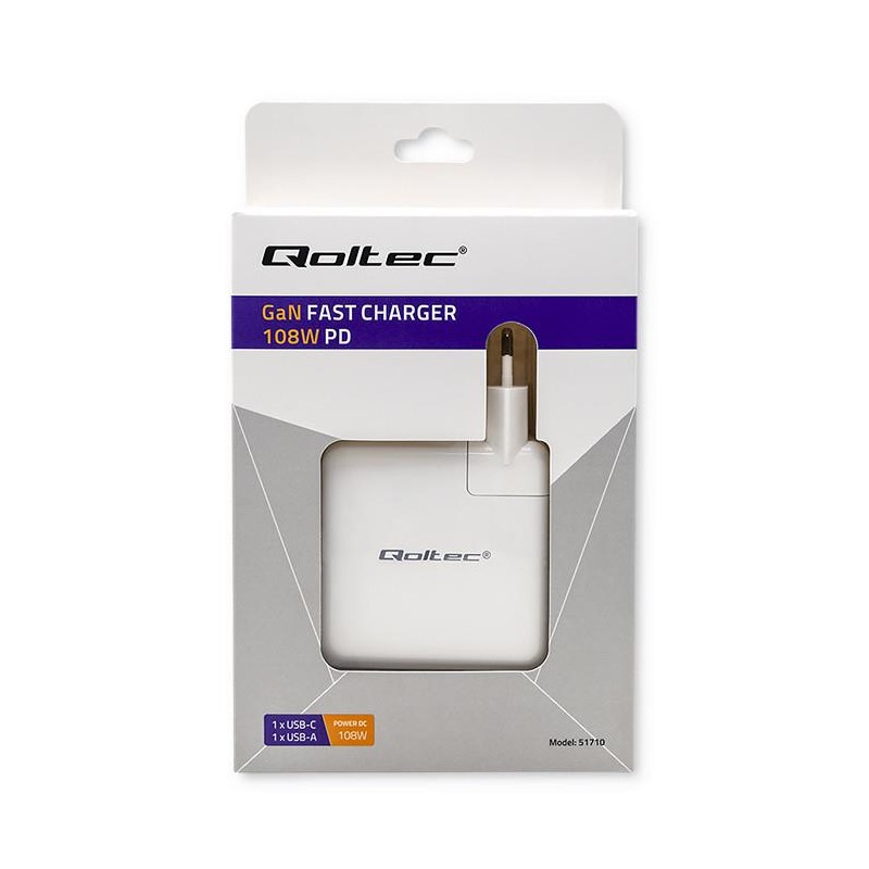 Ładowarka GaN FAST 108W | 5-20V | 3-4.7A | USB C | Biała | PartsPC.pl