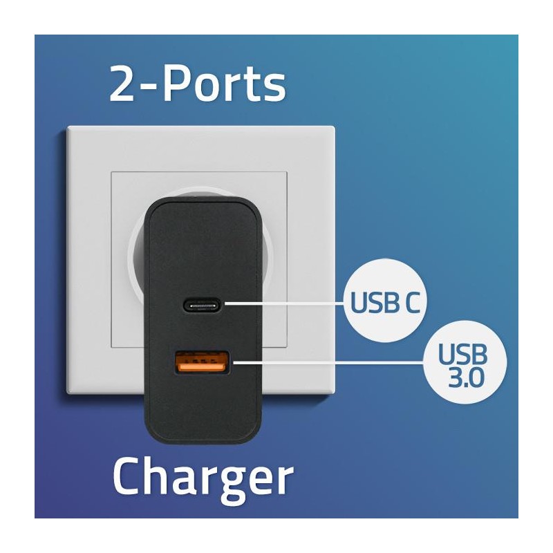 Ładowarka Super Quick PD | 1xUSB-C | 1xUSB | 65W | 5-20V |  … | PartsPC.pl
