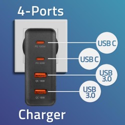 Ładowarka GaN Power Pro | 2xUSB-C | 2xUSB | 130W | 5-20V | 1… | PartsPC.pl