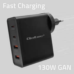 Ładowarka GaN Power Pro | 2xUSB-C | 2xUSB | 130W | 5-20V | 1… | PartsPC.pl