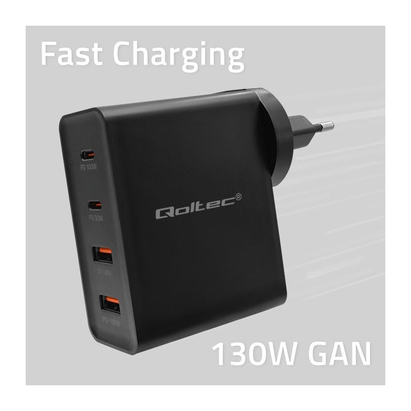 Ładowarka GaN Power Pro | 2xUSB-C | 2xUSB | 130W | 5-20V | 1… | PartsPC.pl