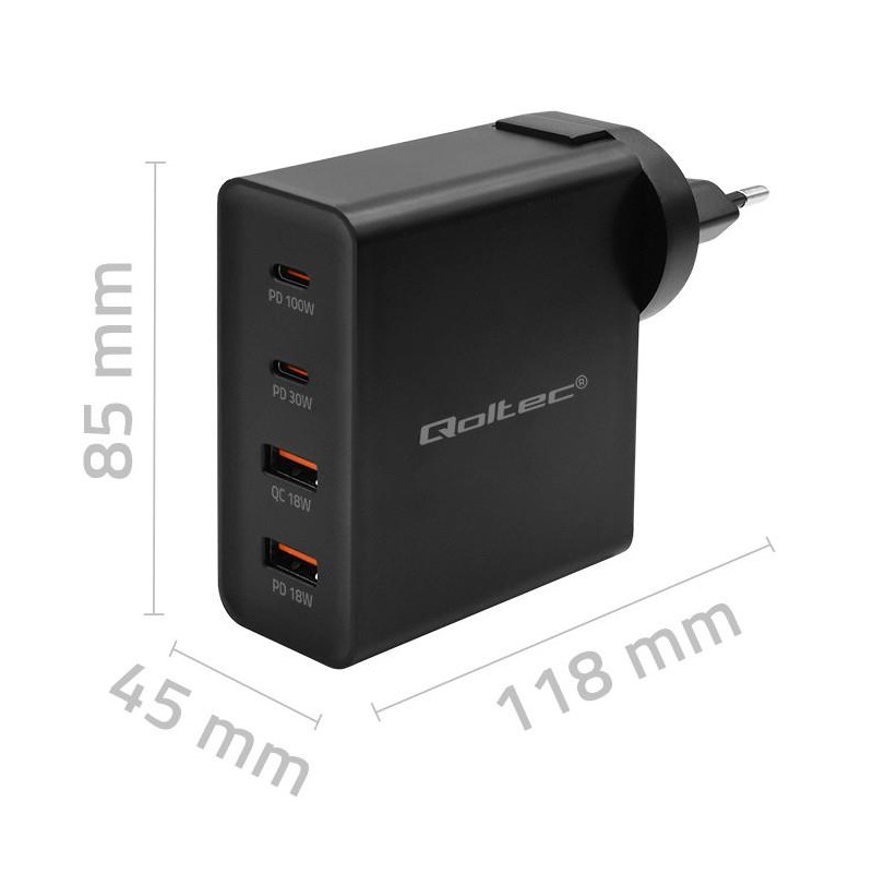 Ładowarka GaN Power Pro | 2xUSB-C | 2xUSB | 130W | 5-20V | 1… | PartsPC.pl