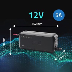 Ładowarka inteligentna Qoltec mikroprocesorowa 12V | 5A | Pr… | PartsPC.pl