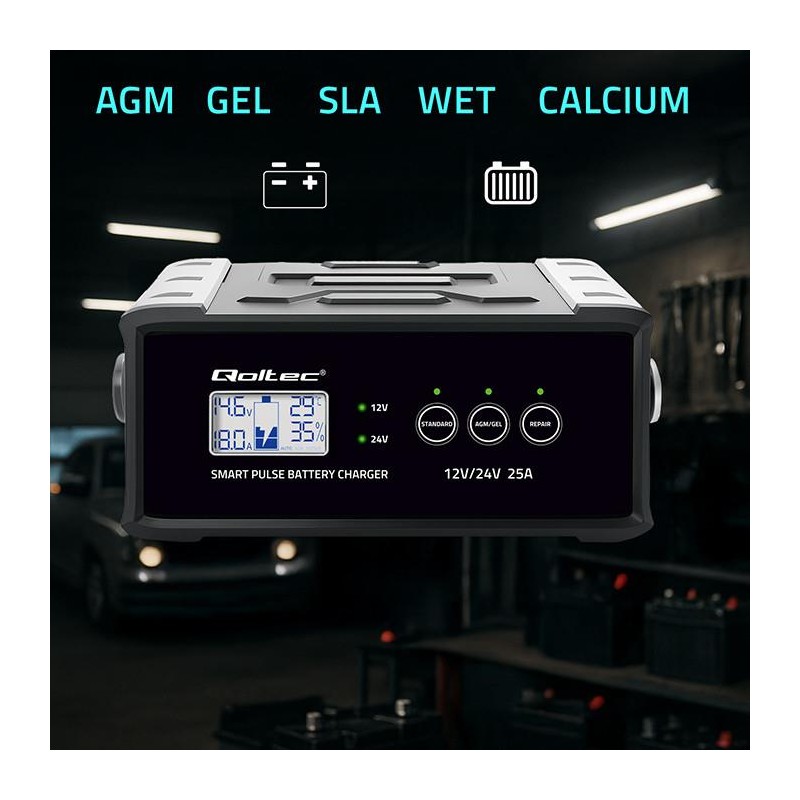 Ładowarka inteligentna Qoltec mikroprocesorowa 12V 24V 25A |… | PartsPC.pl