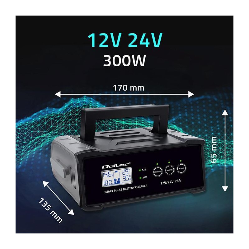 Ładowarka inteligentna Qoltec mikroprocesorowa 12V 24V 25A |… | PartsPC.pl