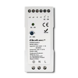 Zasilacz na szynę DIN | 40W | 24V | 1.67A | Biały | Slim | PartsPC.pl