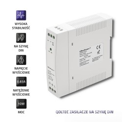 Zasilacz na szynę DIN | 10W | 12V | 0.83A | Biały | Slim | PartsPC.pl
