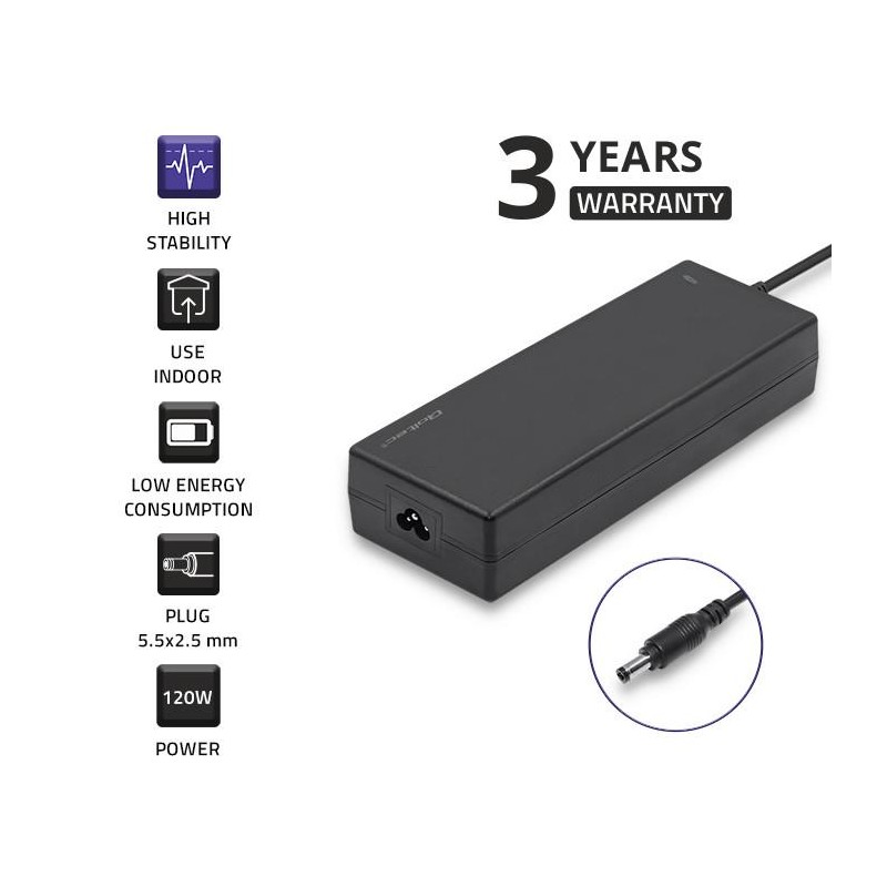 Zasilacz desktopowy 120W | 12V | 10A | 5.5*2.5 | + kabel zas… | PartsPC.pl