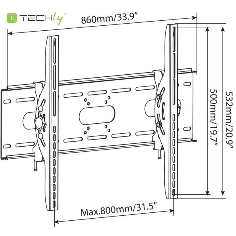 Uchwyt ścienny Techly 42"-80", 80kg slim | PartsPC.pl