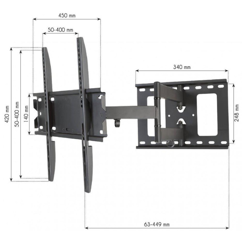Uchwyt ścienny Techly 23"-55", 45kg obrotowy | PartsPC.pl