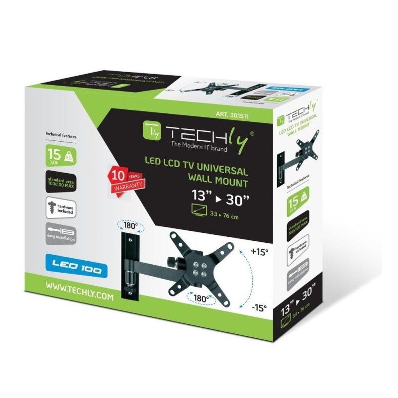 Uchwyt ścienny Techly 13"-30", 15kg obrotowy | PartsPC.pl