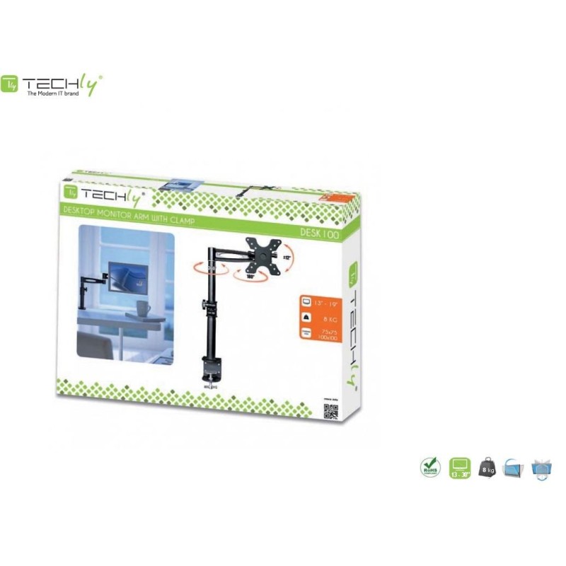 Uchwyt biurkowy regulowany 13-19cali 8kg czarny | PartsPC.pl