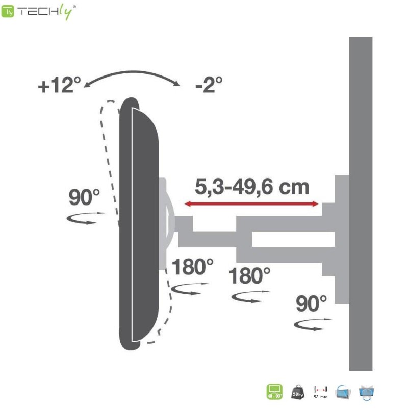 Uchwyt ścienny do TV LCD/LED 40-80cali 50kg VESA pełna regul… | PartsPC.pl