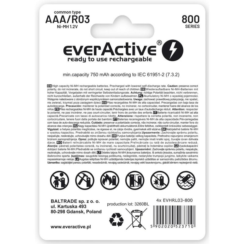 Akumulatory R03/AAA 800 mAH blister 2 szt. technologia Ready… | PartsPC.pl