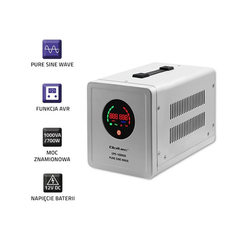 Zasilacz awaryjny Pure Sine Wave UPS | 1000VA | 700W | Szary | PartsPC.pl